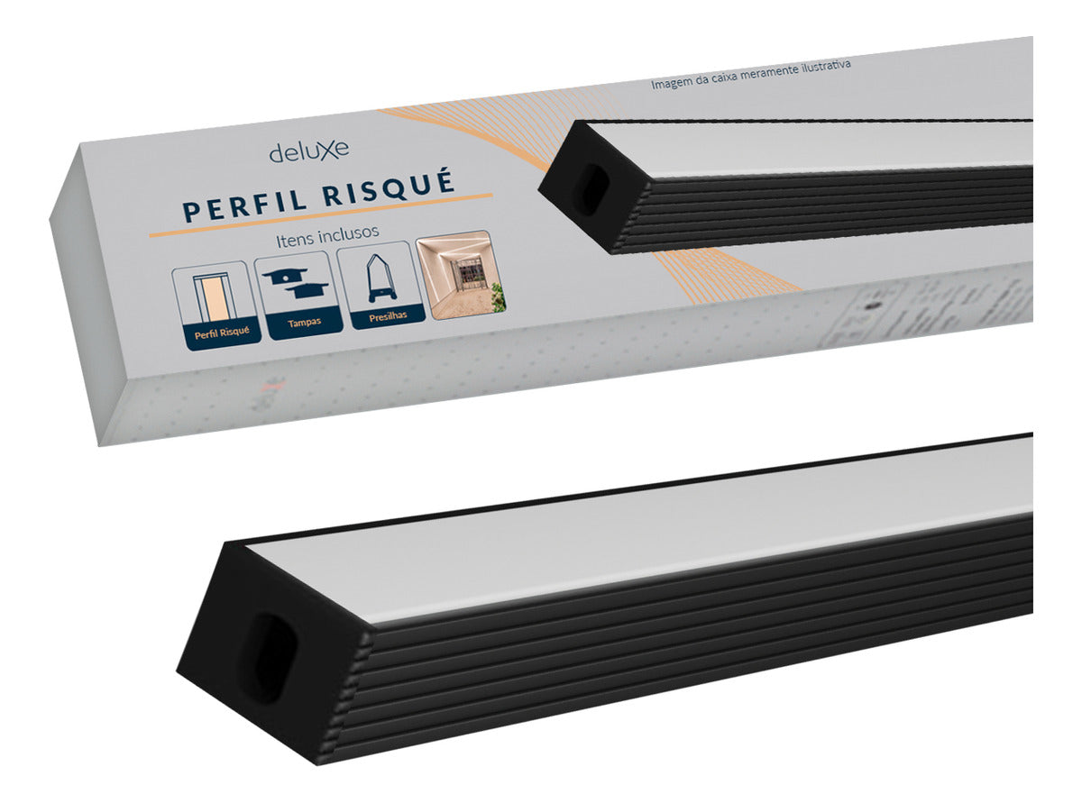 Perfil Barra Risqué Sobrepor 08x09mm 2 Metros IP20 Preto Avant