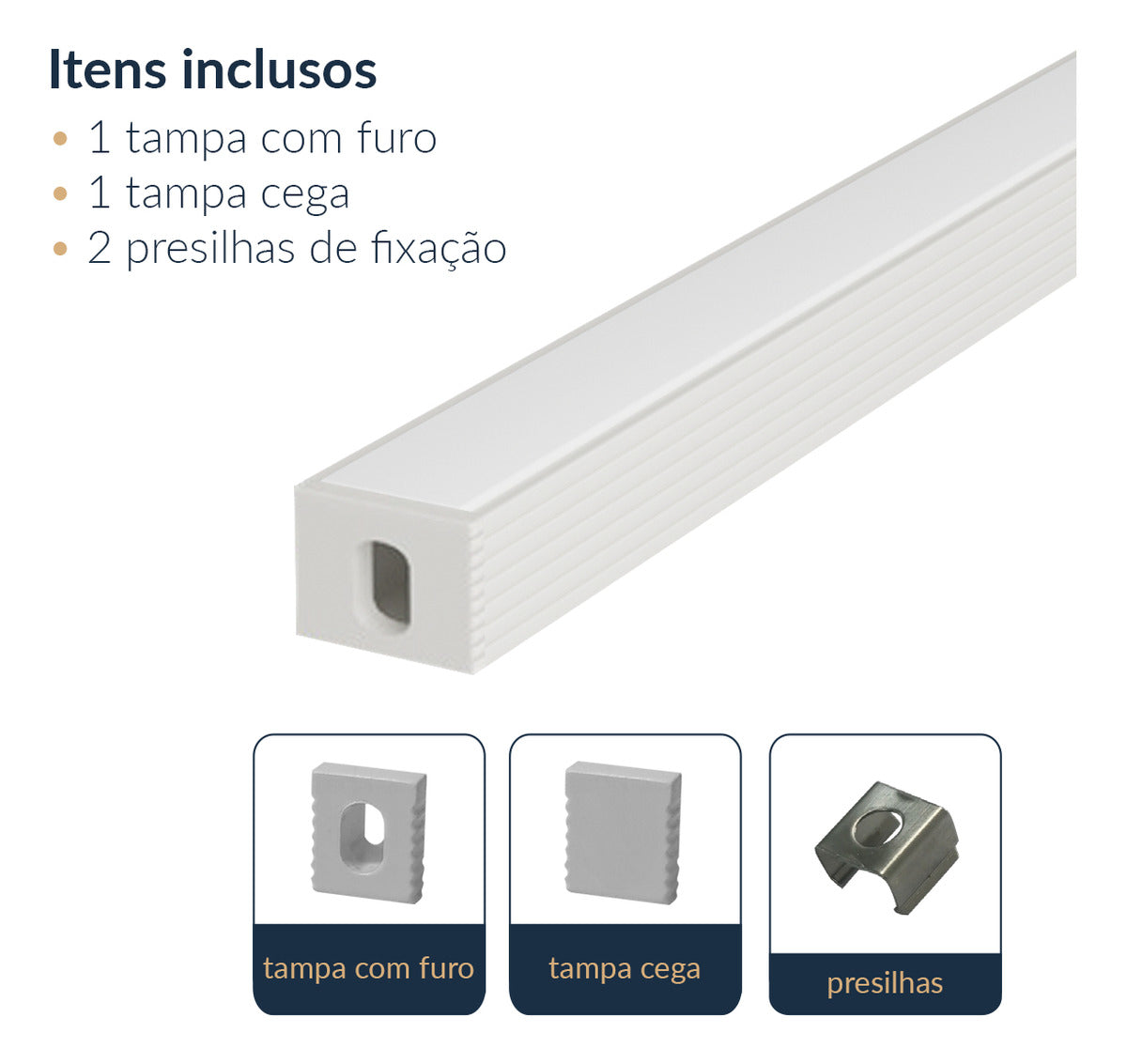 Perfil Barra Risqué Sobrepor 08x09mm 2 Metros IP20 Branco Avant