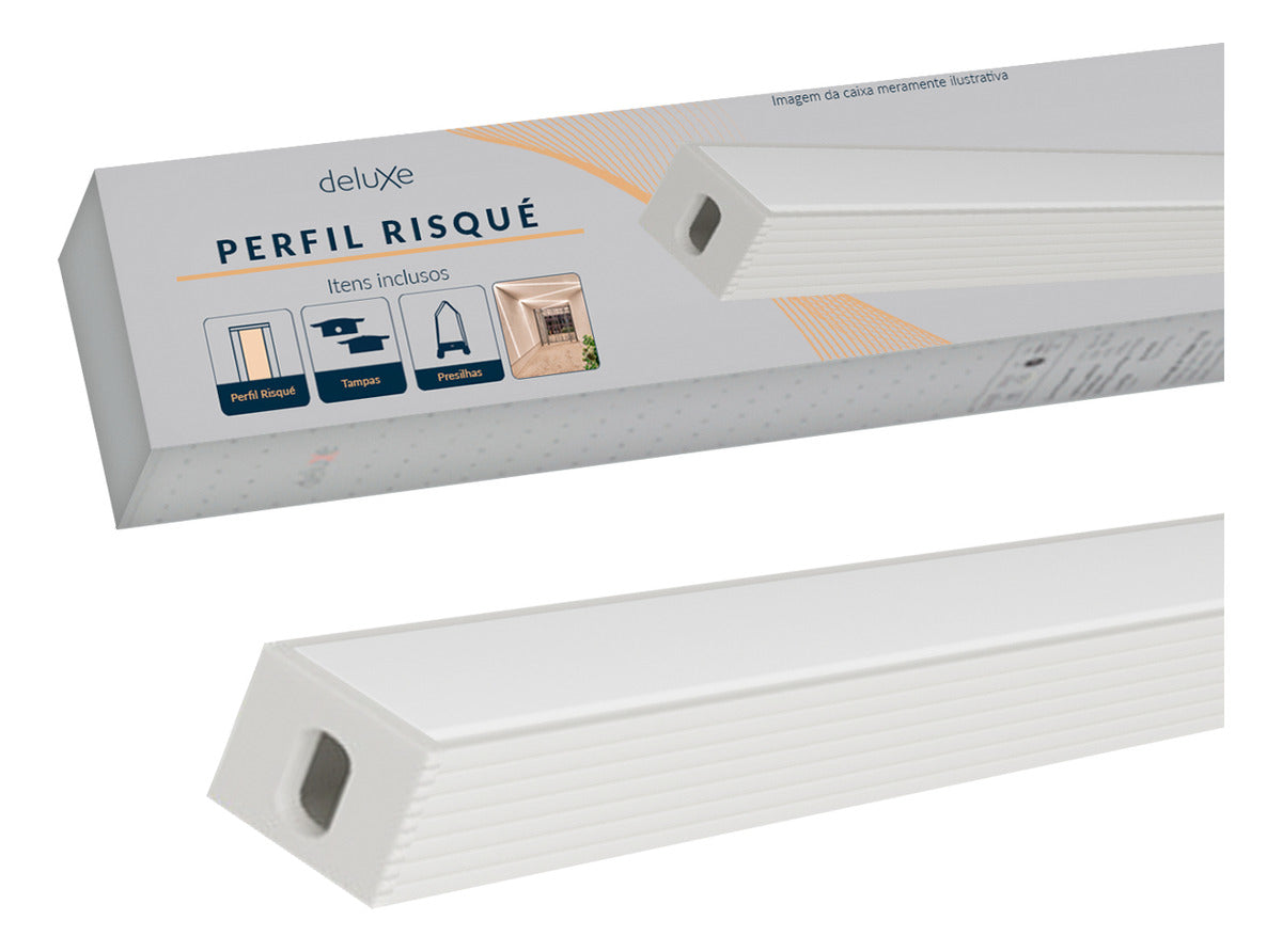 Perfil Barra Risqué Sobrepor 08x09mm 2 Metros IP20 Branco Avant