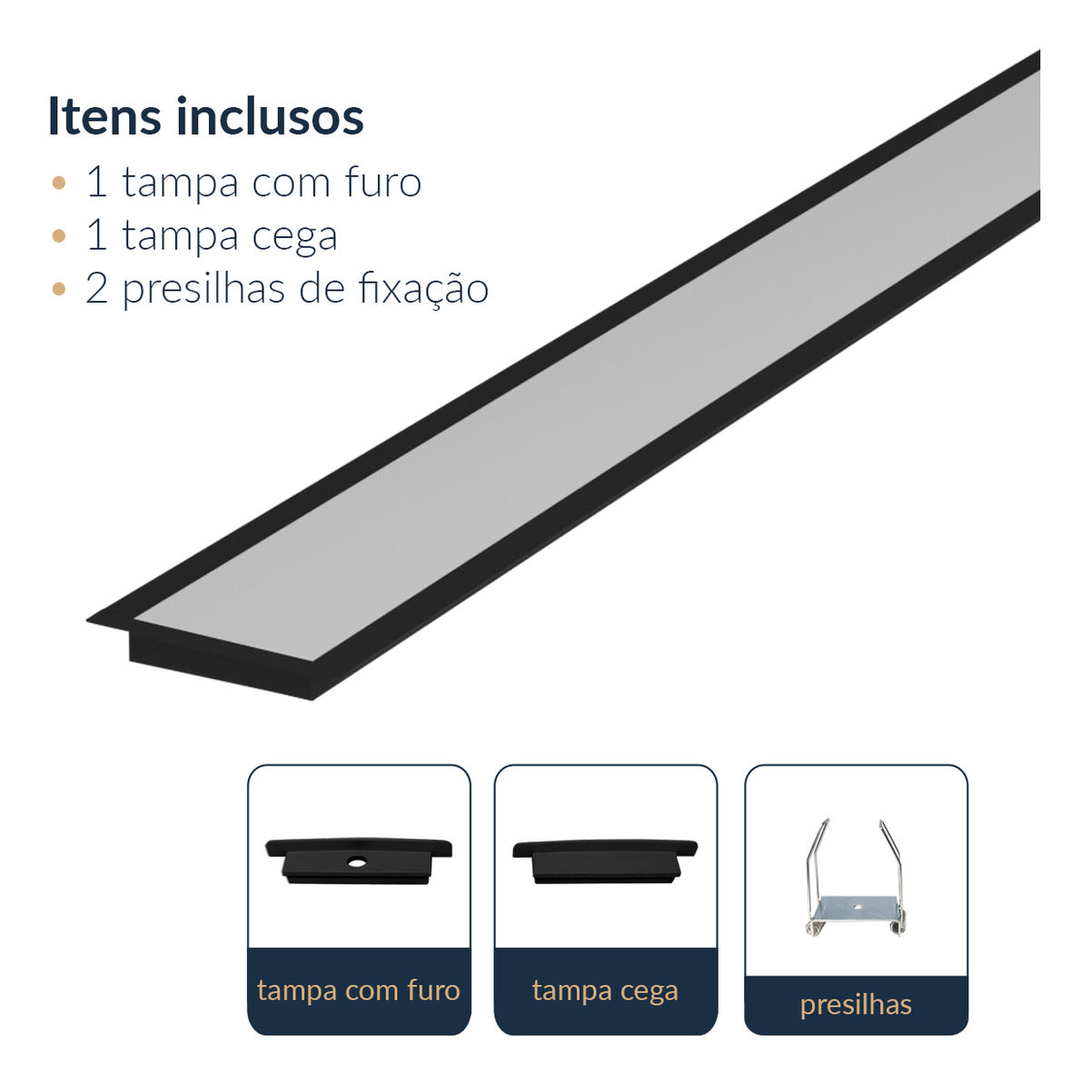 Perfil Barra Risqué Plane Embutir 65x10mm 2 Metros IP20 Branco Avant