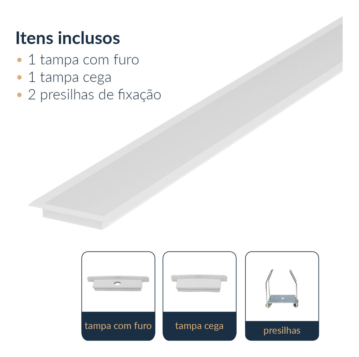 Perfil Barra Risqué Plane Embutir 65x10mm 2 Metros IP20 Branco Avant