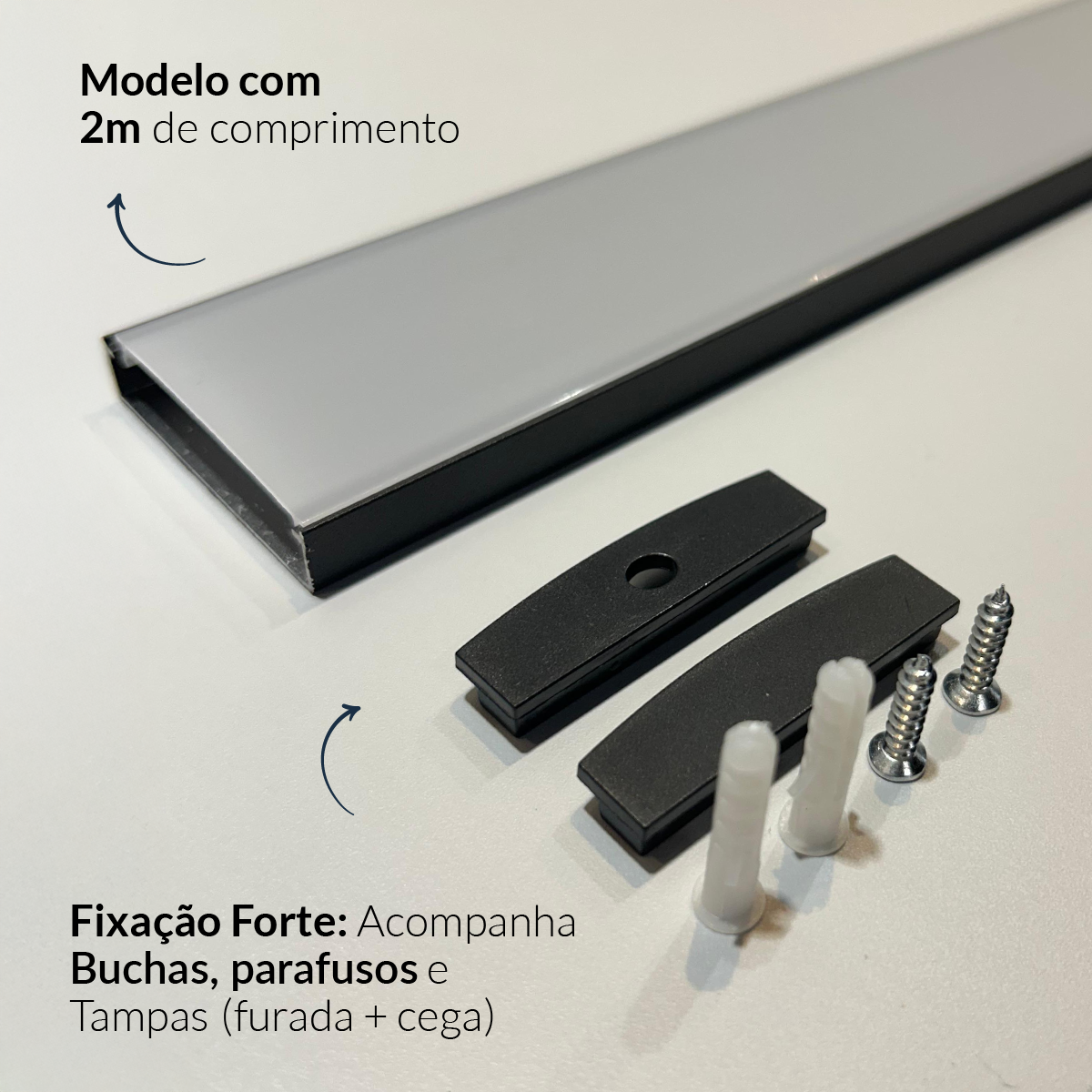 Perfil Barra Risqué Destak Sobrepor 50x10mm 2 Metros IP20 Preto Avant