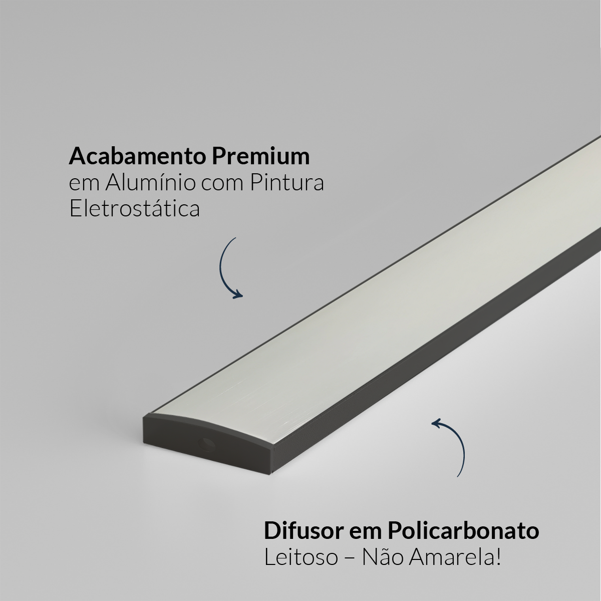Perfil Barra Risqué Destak Sobrepor 50x10mm 2 Metros IP20 Preto Avant