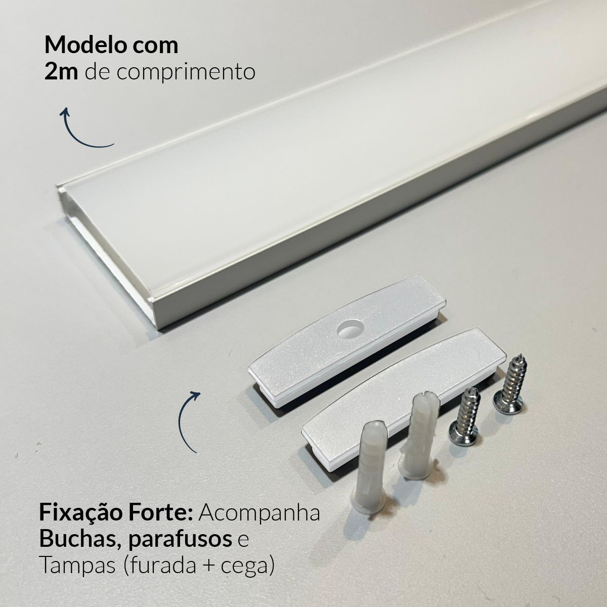 Perfil Barra Risqué Destak Sobrepor 50x10mm 2 Metros IP20 Branco Avant