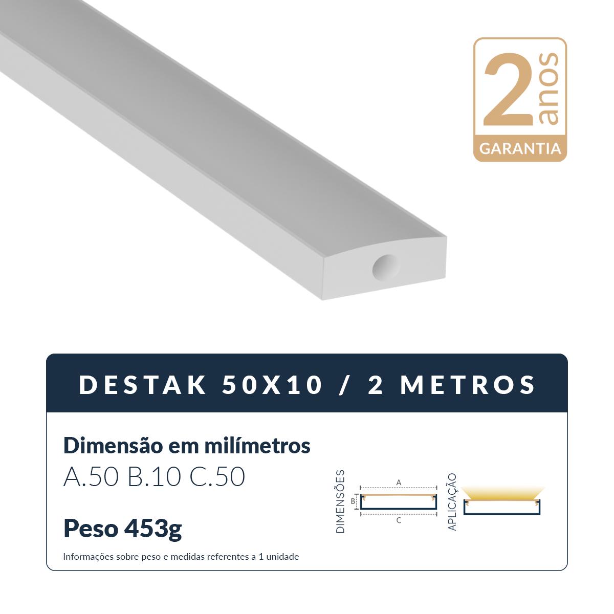 Perfil Barra Risqué Destak Sobrepor 50x10mm 2 Metros IP20 Branco Avant