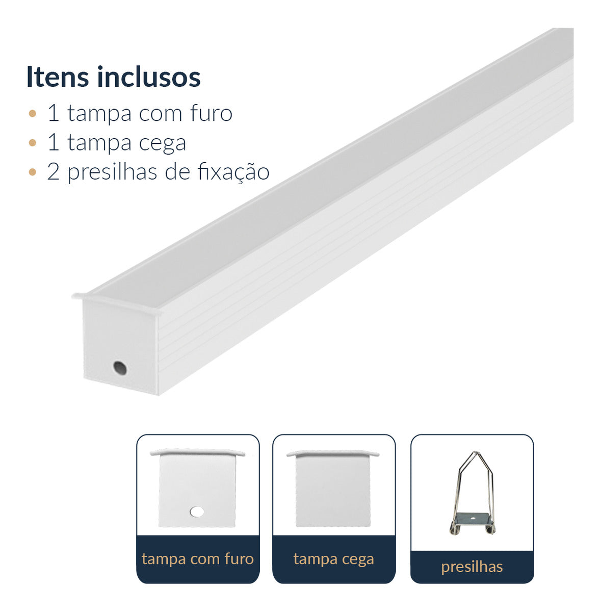 Perfil Barra Risqué Inside Embutir 43x35mm 2 Metros IP20 Branco Avant