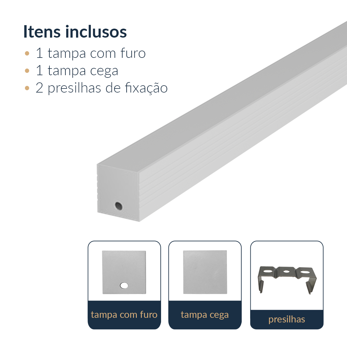 Perfil Barra Risqué Slat Sobrepor 35x35mm 2 Metros IP20 Branco Avant