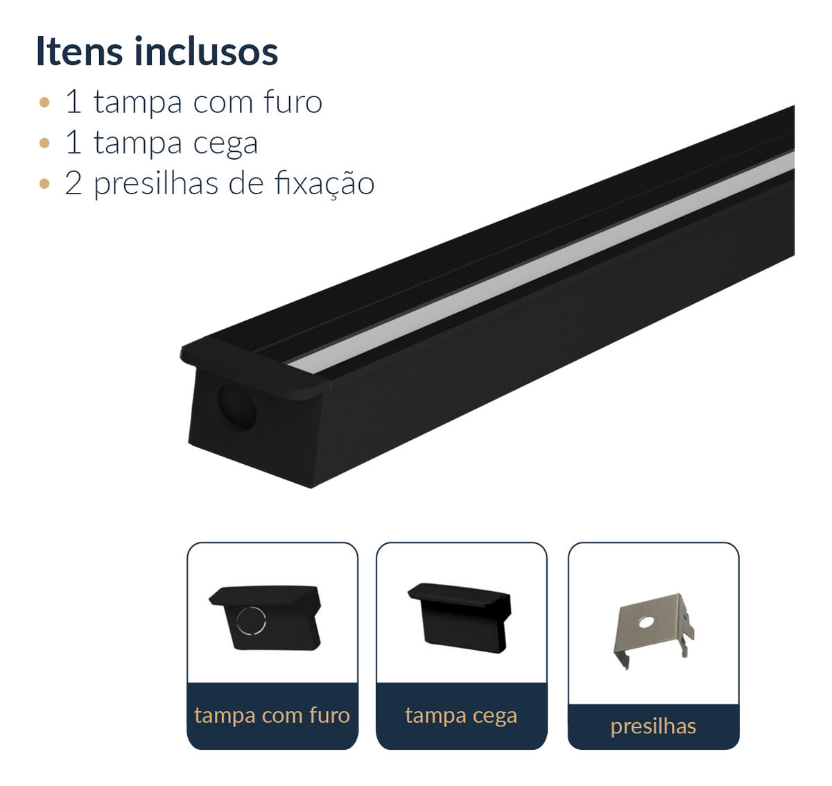 Perfil Barra Risqué Strip Embutir 15x09mm 2 Metros IP20 Preto Avant