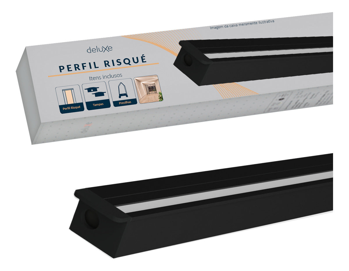 Perfil Barra Risqué Strip Embutir 15x09mm 2 Metros IP20 Preto Avant