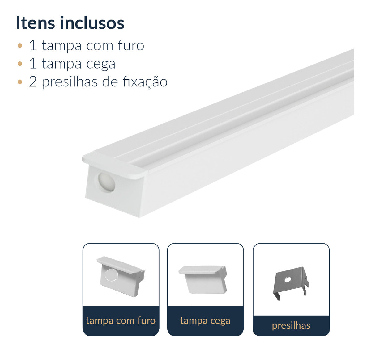 Perfil Barra Risqué Strip Embutir 15x09mm 2 Metros IP20 Branco Avant
