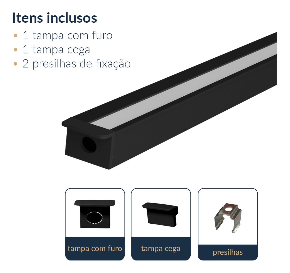 Perfil Barra Risqué Nano Embutir 13x10mm 2 Metros IP20 Preto Avant