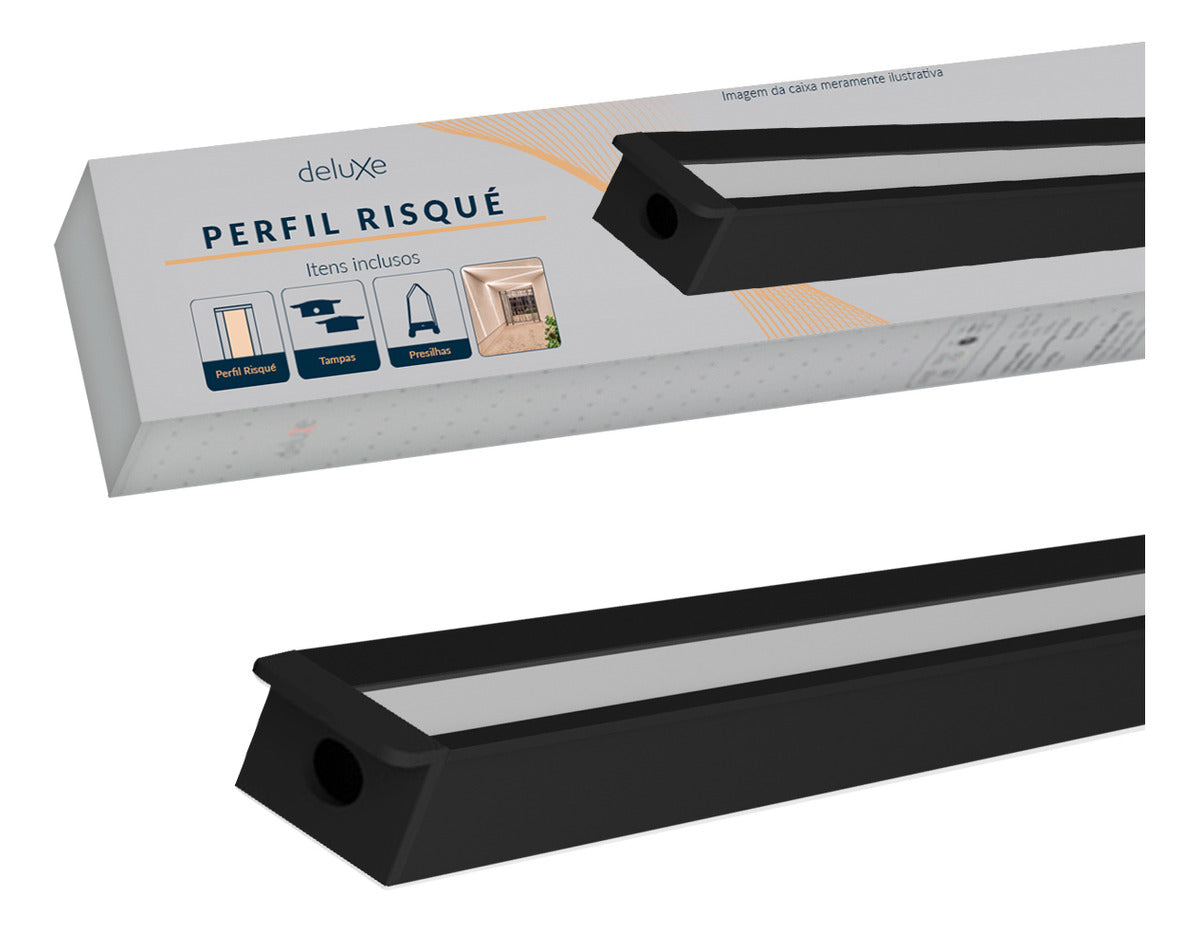 Perfil Barra Risqué Nano Embutir 13x10mm 2 Metros IP20 Preto Avant