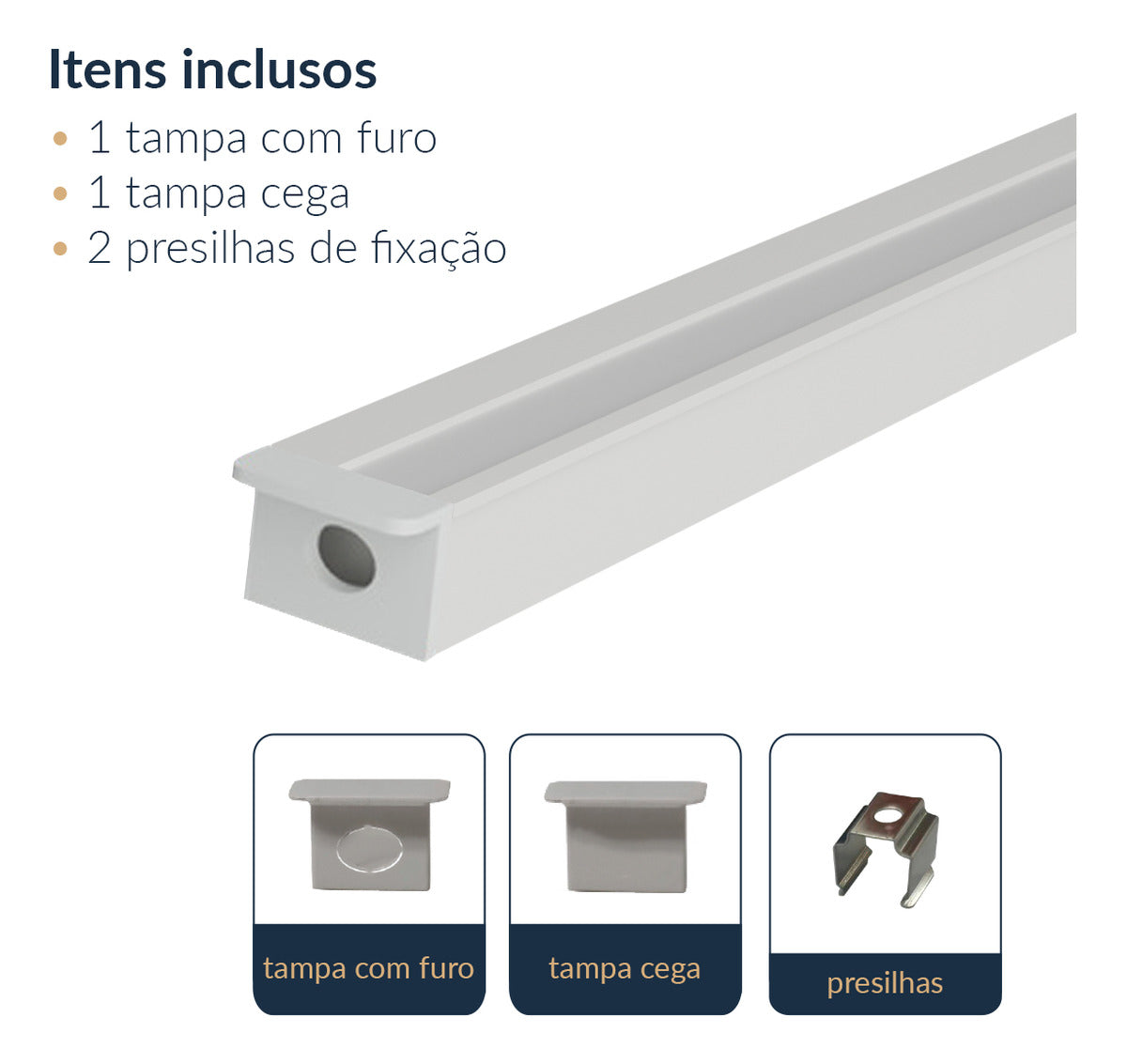 Perfil Barra Risqué Nano Embutir 13x10mm 2 Metros IP20 Branco Avant