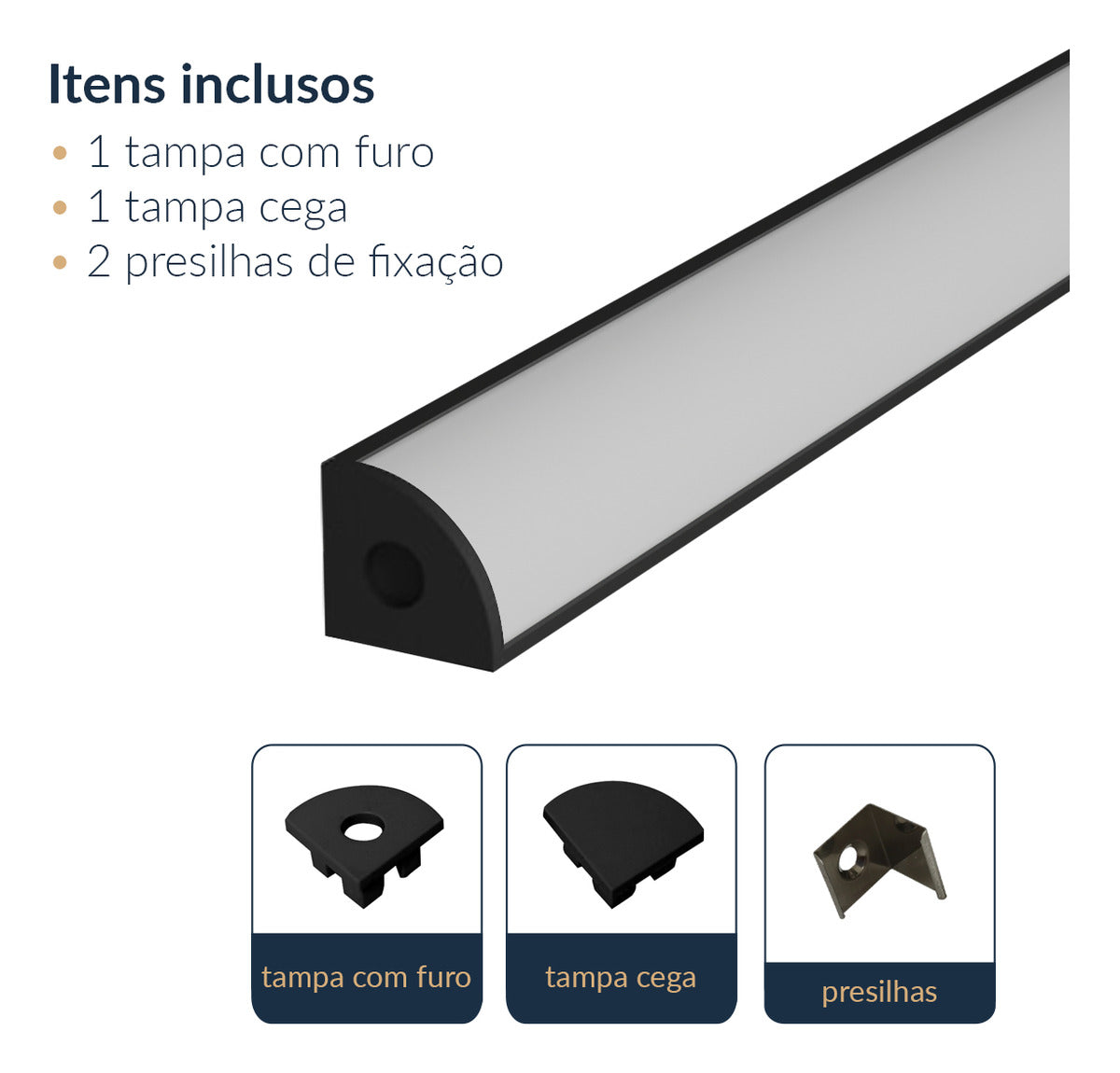 Perfil Barra Risqué Canto 18x13mm 2 Metros IP20 Preto Avant