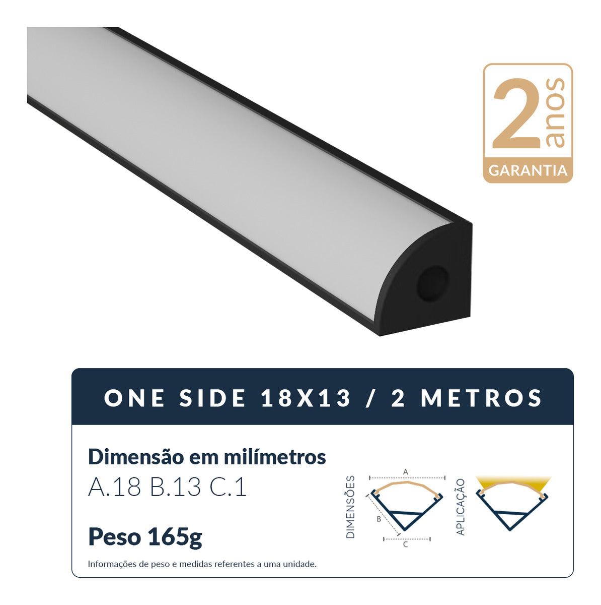 Perfil Barra Risqué Canto 18x13mm 2 Metros IP20 Preto Avant