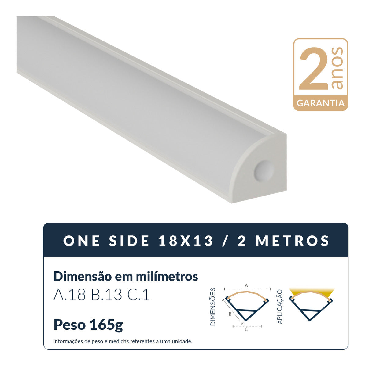 Perfil Barra Risqué Canto 18x13mm 2 Metros IP20 Branco Avant