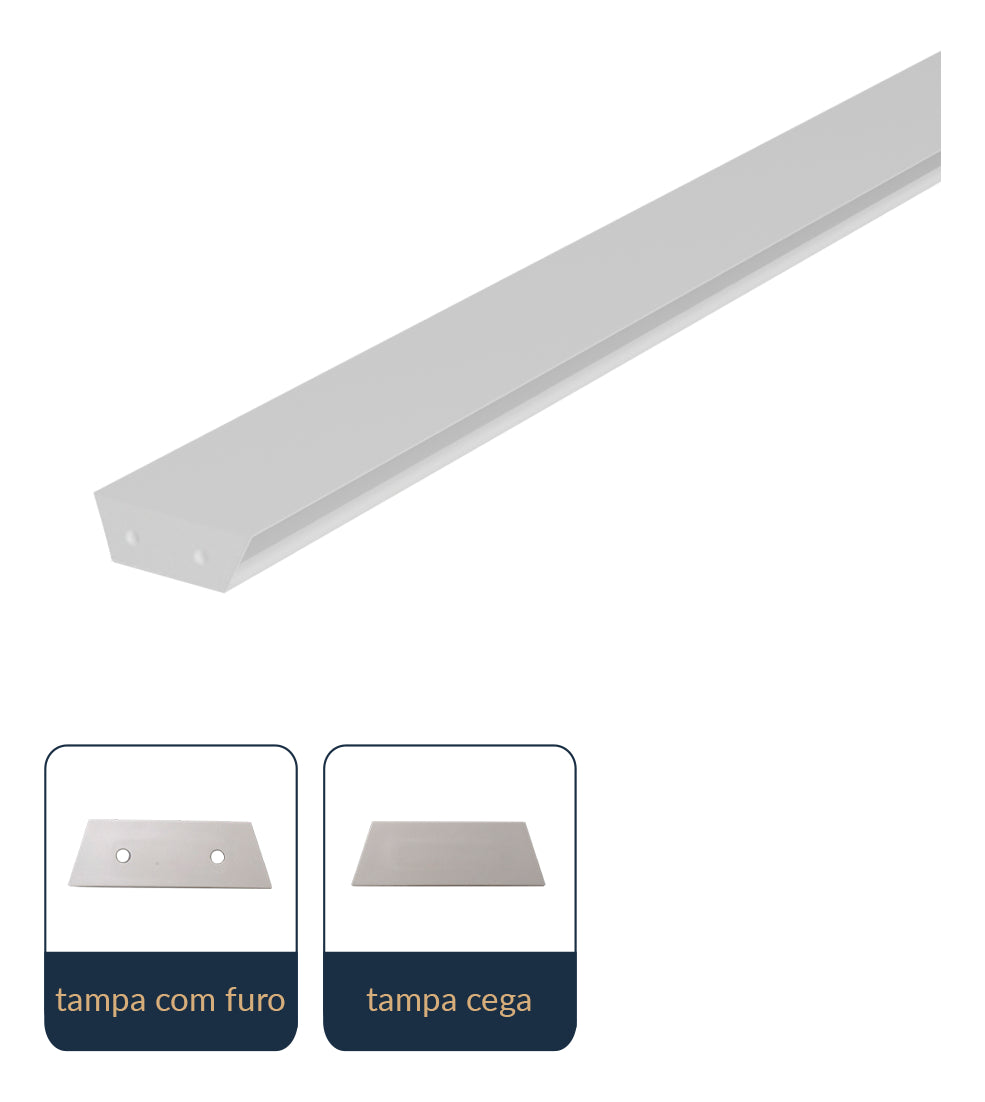 Perfil Barra Risque Stylus Sobrepor 75x25mm 2 Metros IP20 Branco Avant