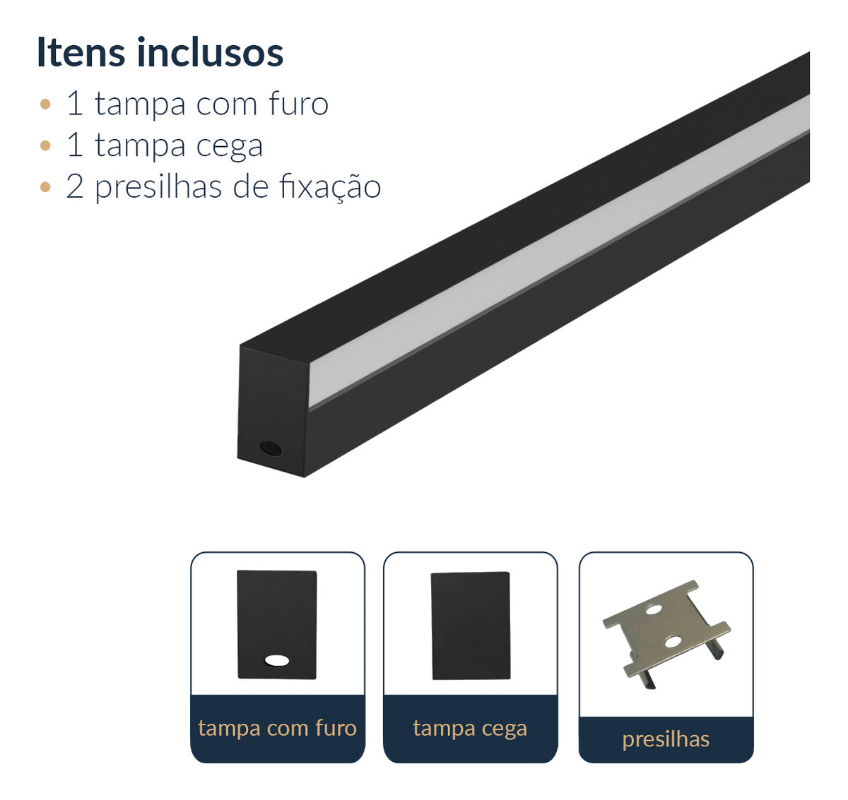 Perfil Barra Risqué Stylus 36x26mm 2 Metros IP20 Preto Avant