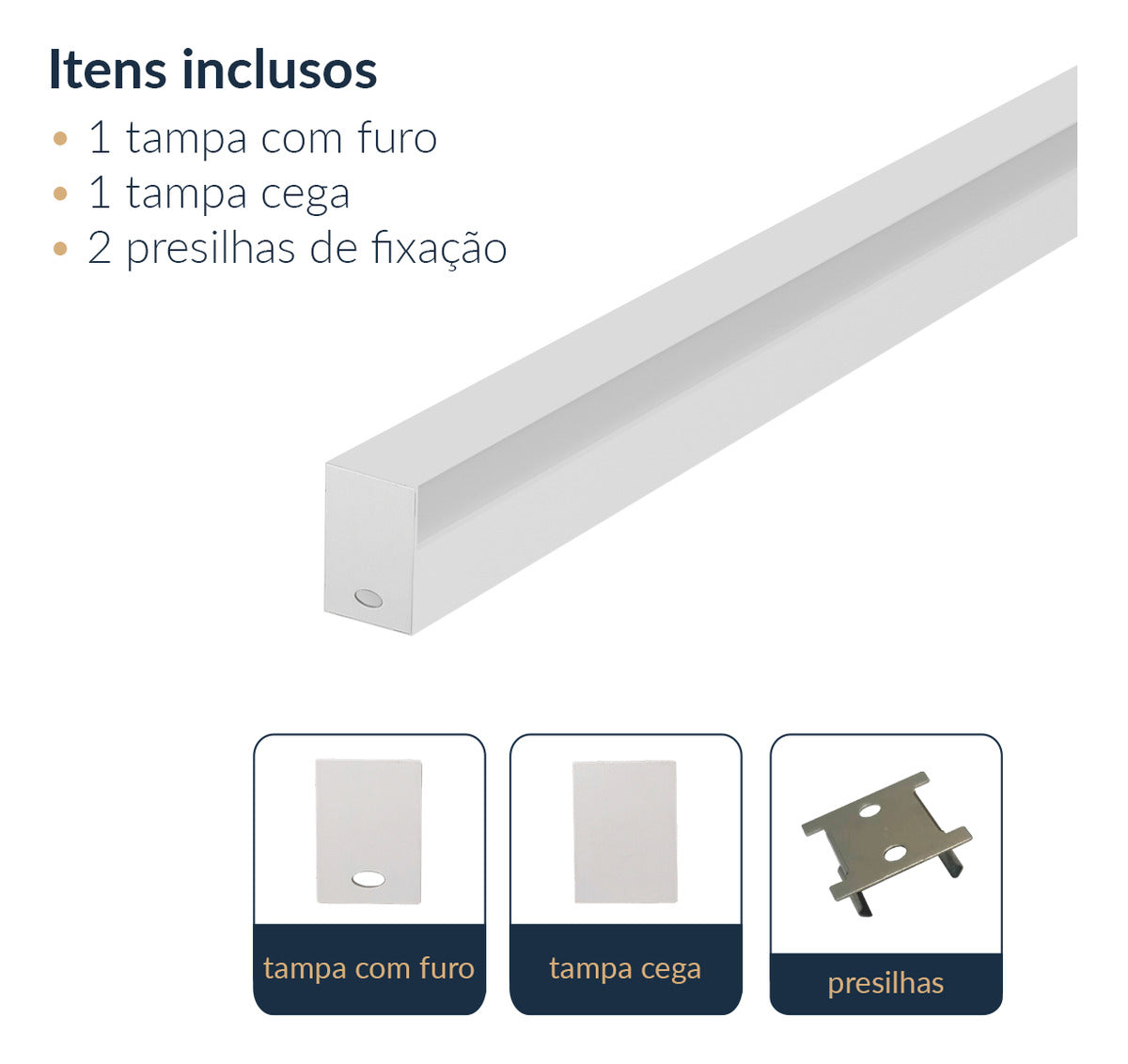 Perfil Barra Risqué Stylus 36x26mm 2 Metros IP20 Branco Avant