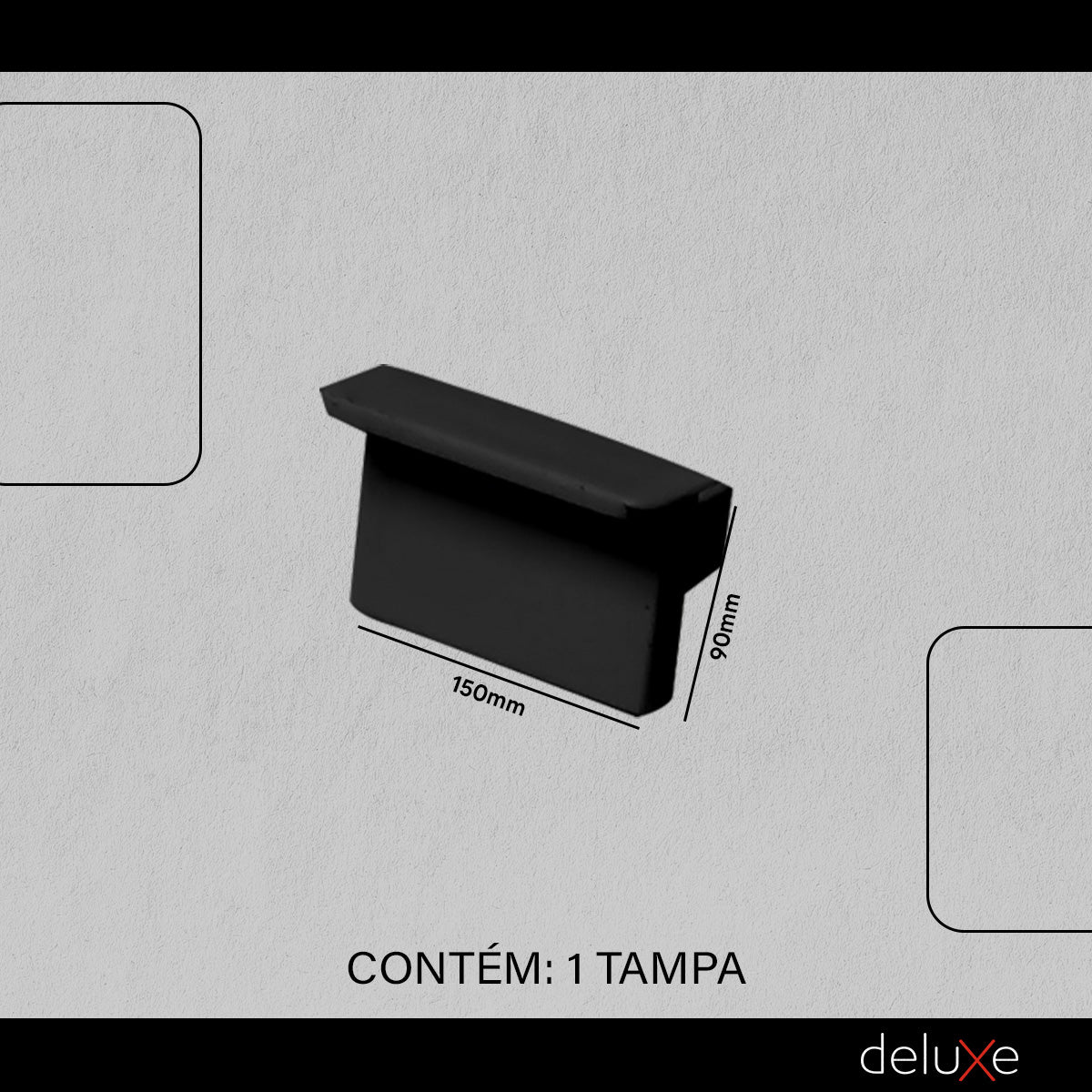 Kit 10 Tampas de Perfil Risque Strip 15x09mm Preto Deluxe