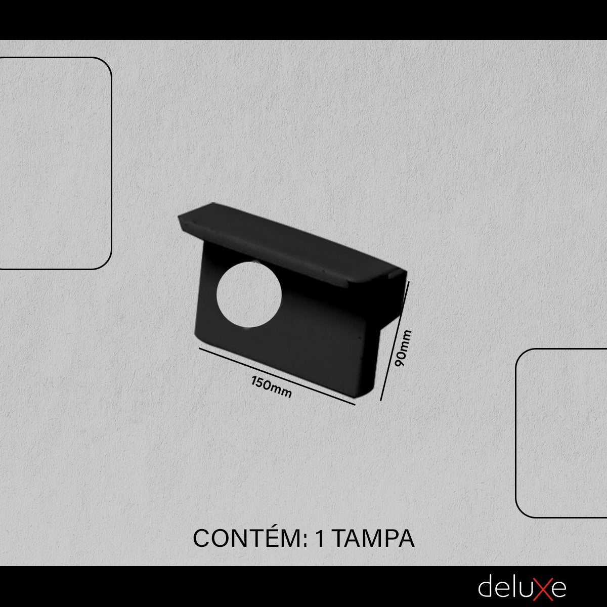 Kit 10 Tampas de Perfil Risque Strip 15x09mm Com furo Preto Deluxe