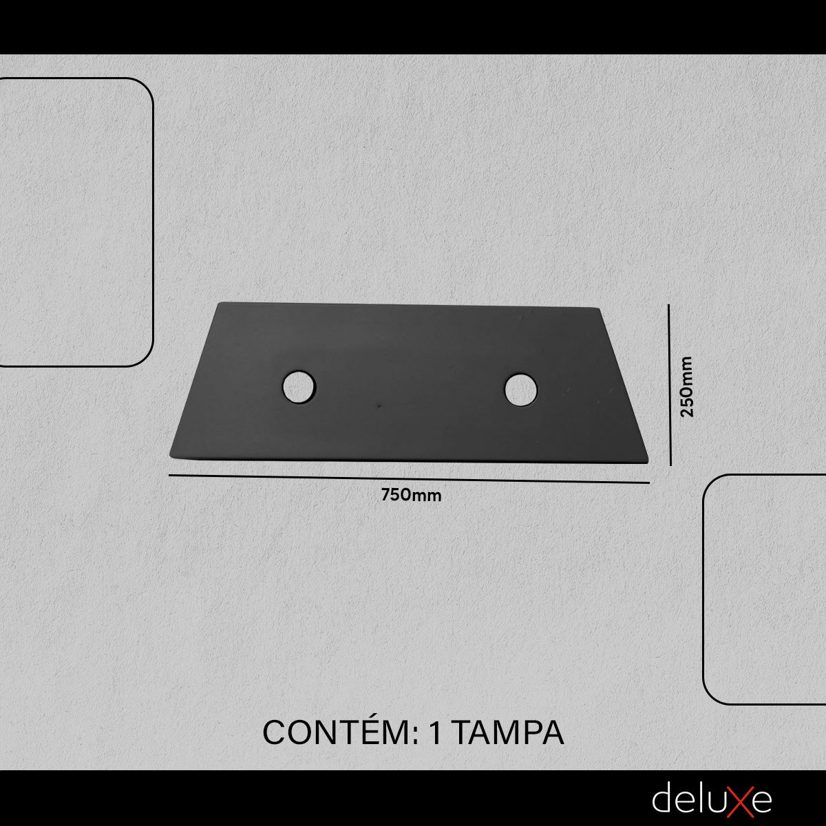 Kit 10 Tampas de Perfil Risque Stylus 75x25mm Com furo Preto Deluxe
