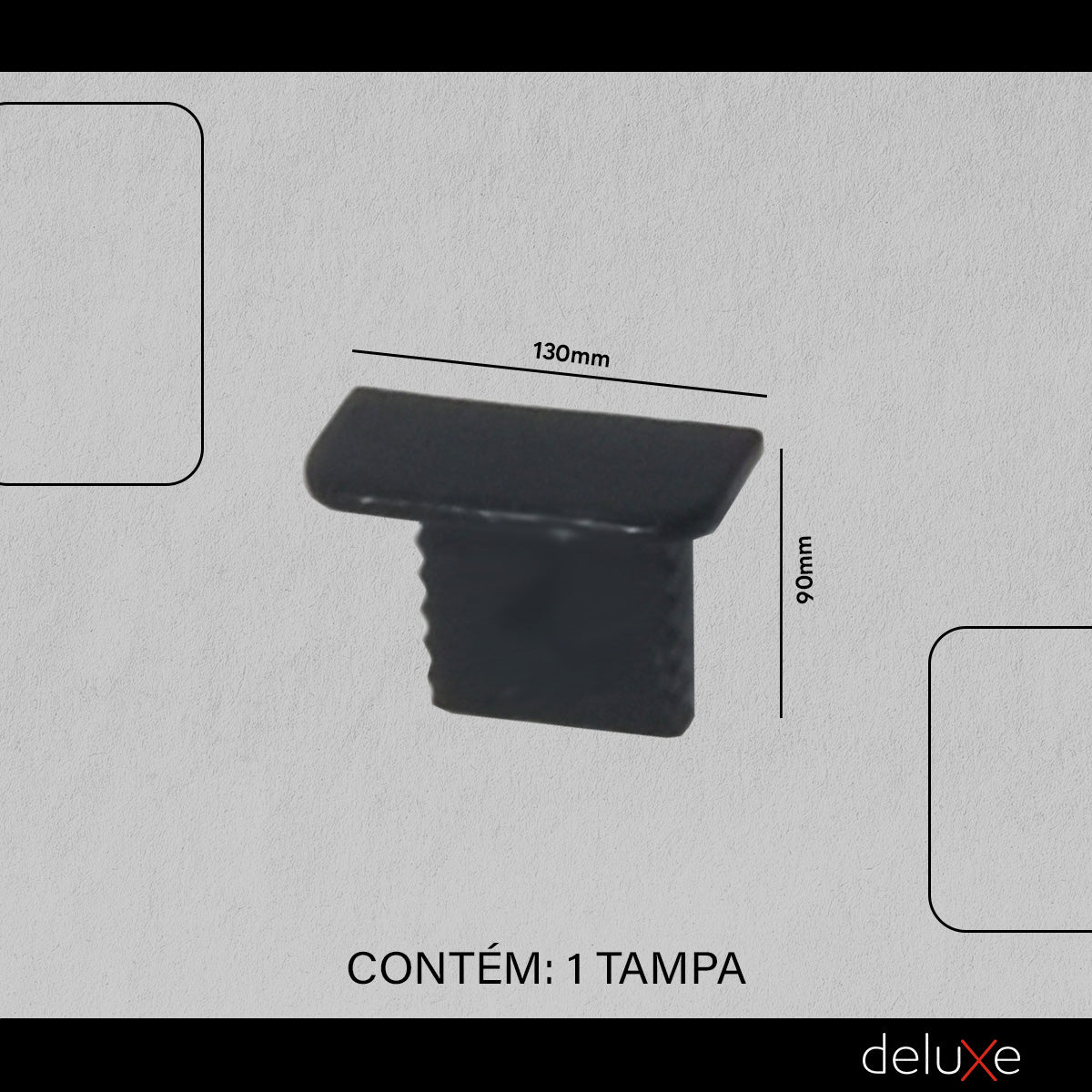 Kit 10 Tampas de Perfil Risque Baby 13x09mm Preto Deluxe