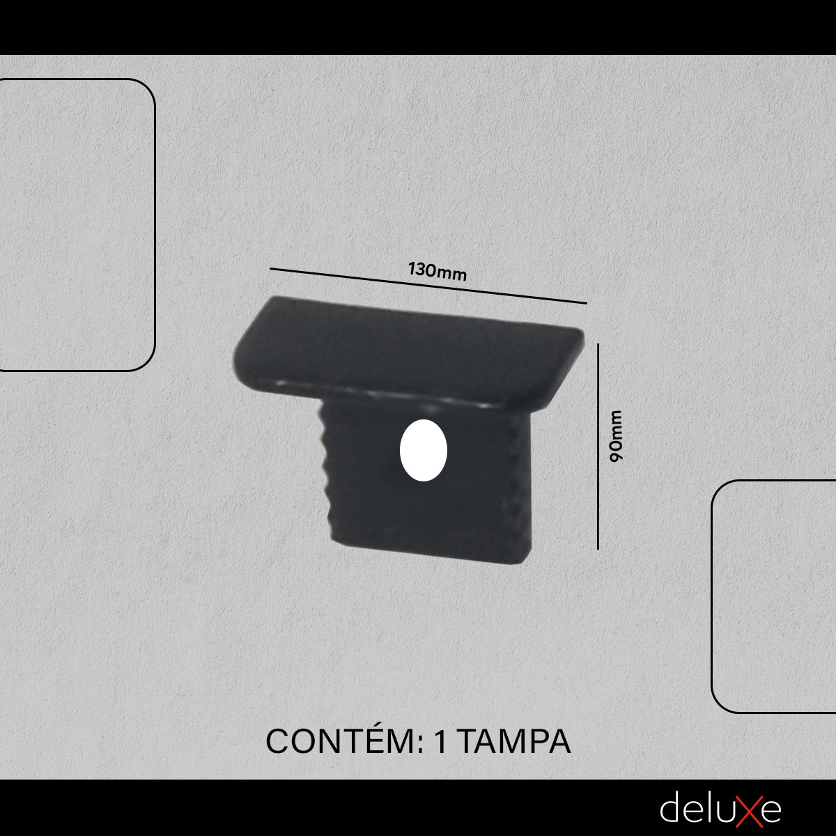 Kit 10 Tampas de Perfil Risque Baby 13x09mm Com furo Preto Deluxe
