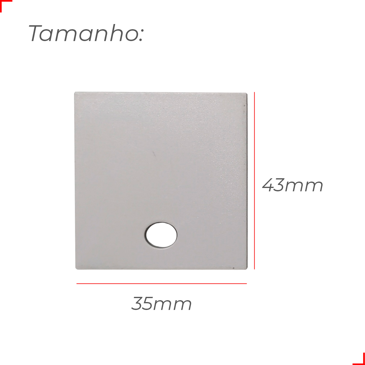 Kit 10 Tampas de Perfil Risque Inside 43x35mm Com furo Branco Deluxe