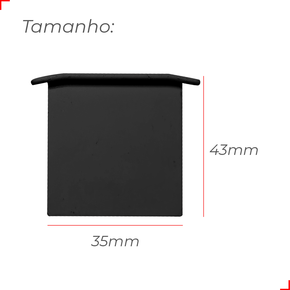 Kit 10 Tampas de Perfil Risque Inside 43x35mm Preto Deluxe