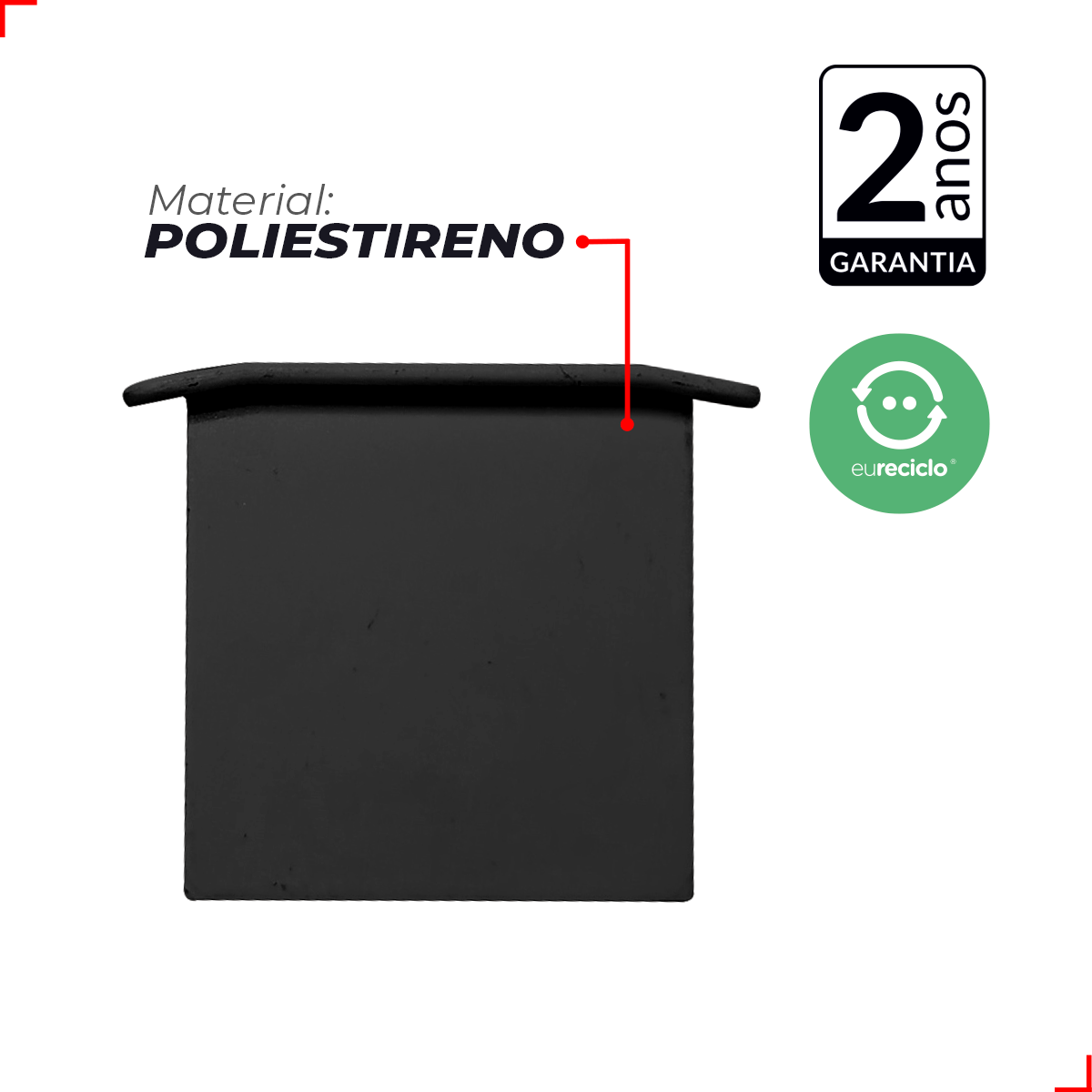 Kit 10 Tampas de Perfil Risque Inside 43x35mm Preto Deluxe