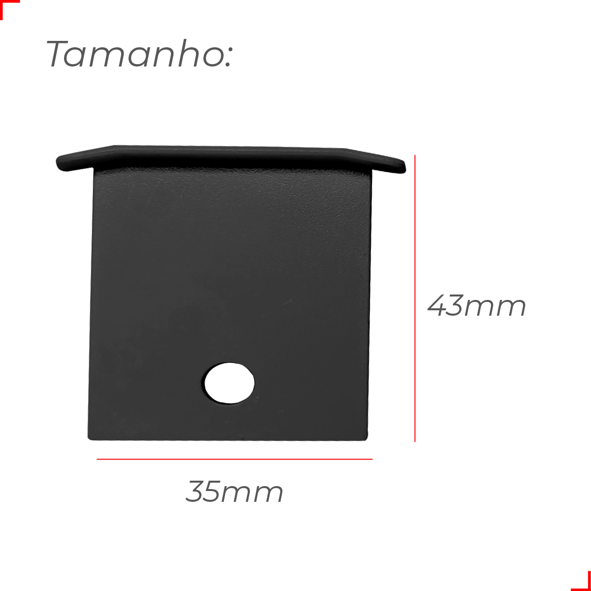 Kit 10 Tampas de Perfil Risque Inside 43x35mm Com furo Preto Deluxe