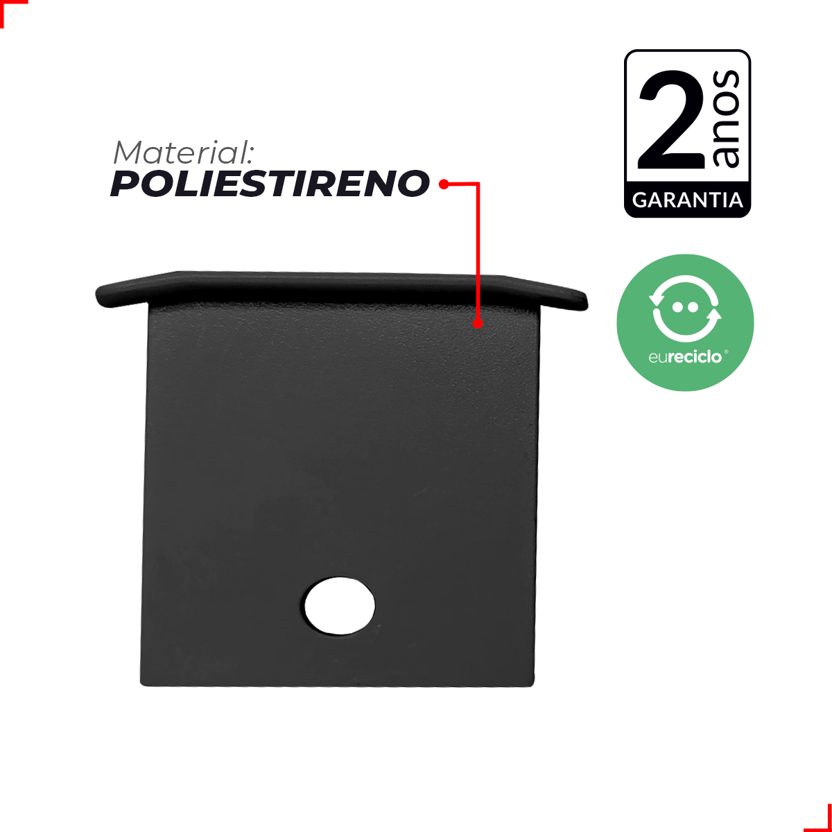 Kit 10 Tampas de Perfil Risque Inside 43x35mm Com furo Preto Deluxe