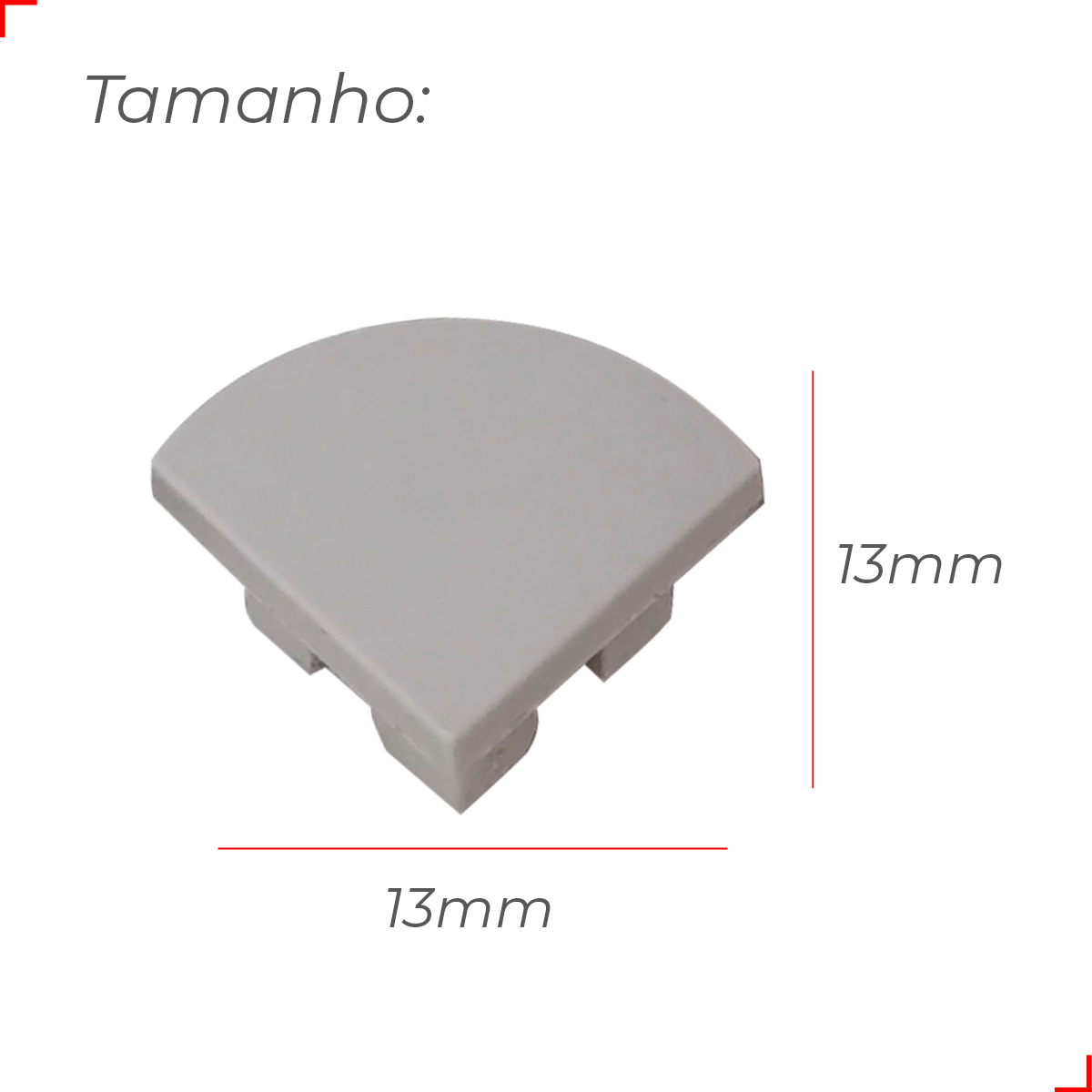 Kit 10 Tampas de Perfil Risque One Side Canto 13x13mm Branco Deluxe