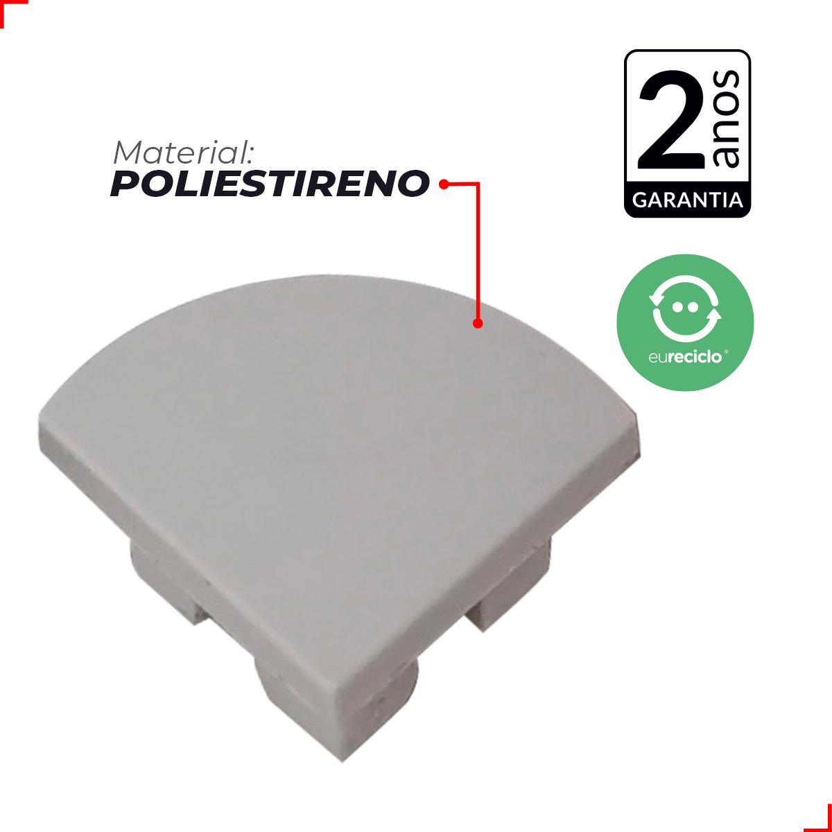 Kit 10 Tampas de Perfil Risque One Side Canto 13x13mm Branco Deluxe