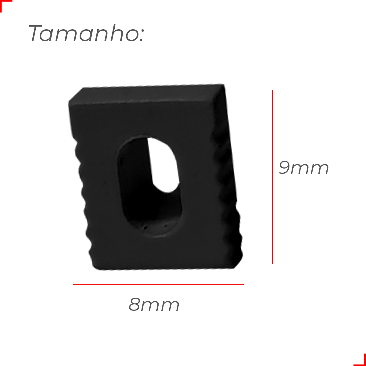Kit 10 Tampas de Perfil Risque Minimal 08x09mm Com furo Preto Deluxe