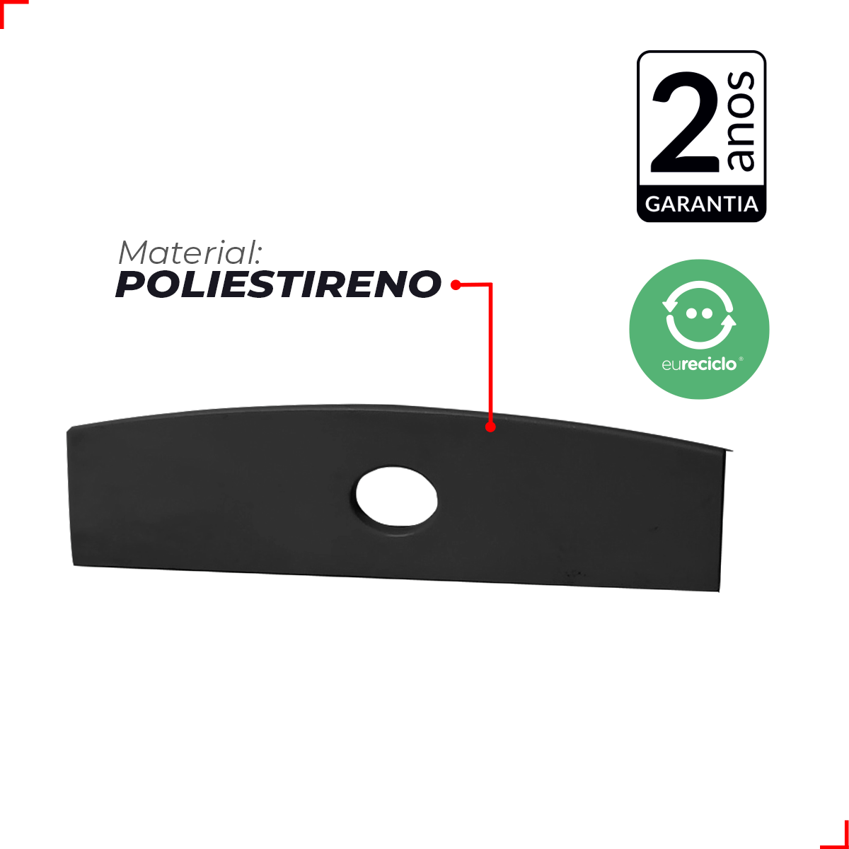 Kit 10 Tampas de Perfil Risque Destak 50x10mm Com furo Preto Deluxe