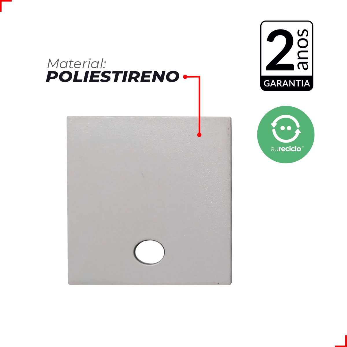 Kit 10 Tampas de Perfil Risque Slat 35x35mm Com furo Branco Deluxe