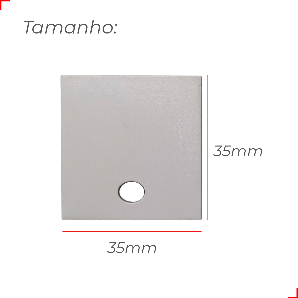 Kit 10 Tampas de Perfil Risque Slat 35x35mm Com furo Branco Deluxe