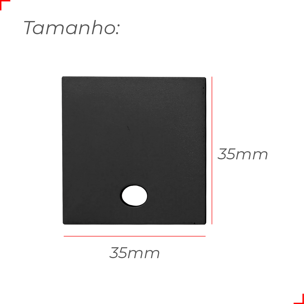 Kit 10 Tampas de Perfil Risque Slat 35x35mm Com furo Preto Deluxe