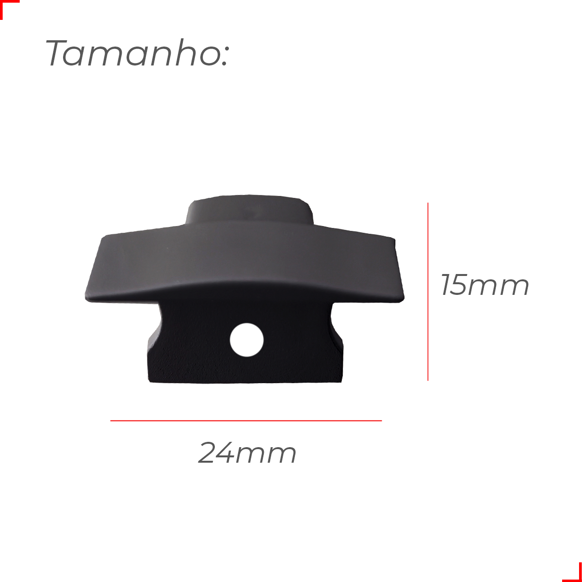 Kit 10 Tampas de Perfil Risque Inside 24x15mm Com furo Preto Deluxe