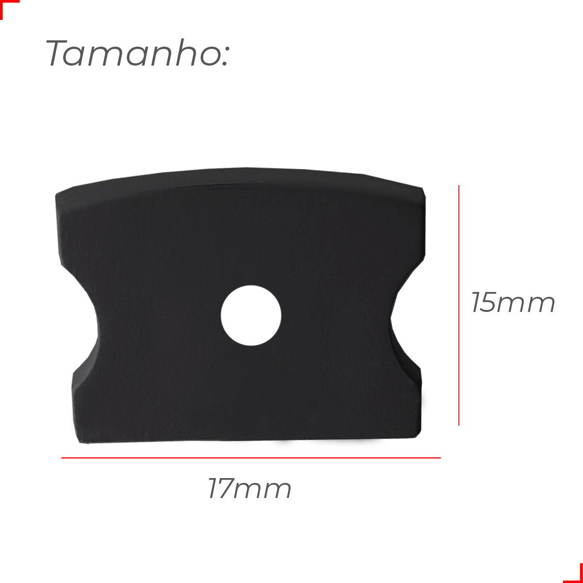 Kit 10 Tampas de Perfil Risque Slat 17x15mm Com furo Preto Deluxe