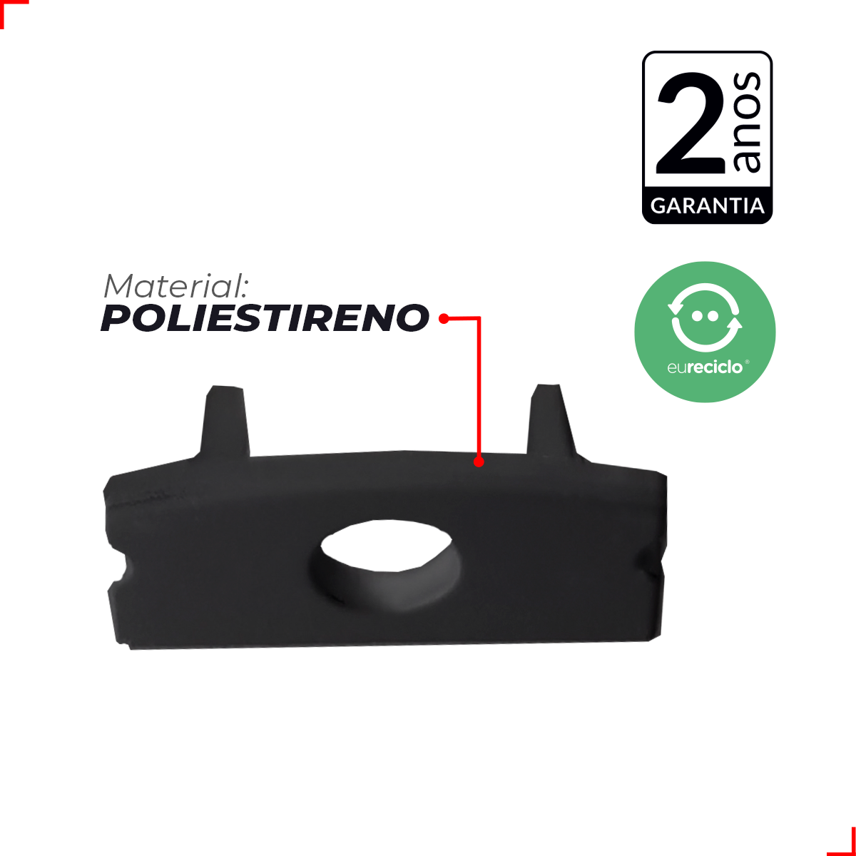 Kit 10 Tampas de Perfil Risque Slat 17x08mm Com furo Preto Deluxe