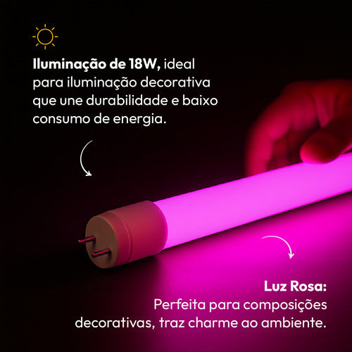 Lâmpada Led Tubular T8 18w Rosa G13 Bivolt IP20 Avant