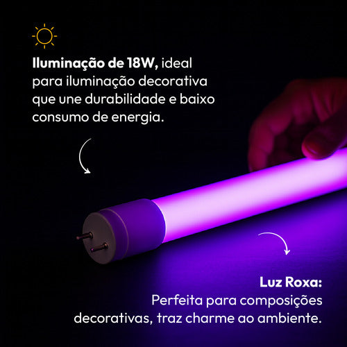 Lampada Led Tubular T8 Roxo Bivolt 18w Ip20 Alut By Avant