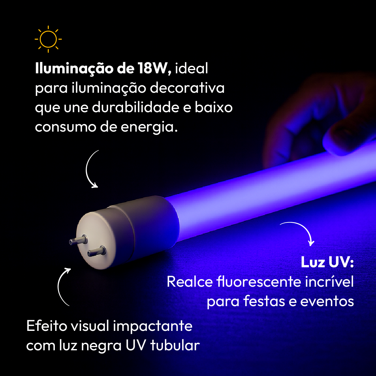 Lâmpada Led Tubular T8 18w Ultra Violeta G13 Bivolt IP20 Avant