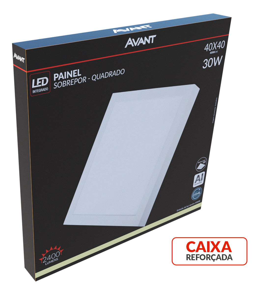Painel Led Alu Slim 30W 4000k Sob. Quad 110v/220v 40cm Avant