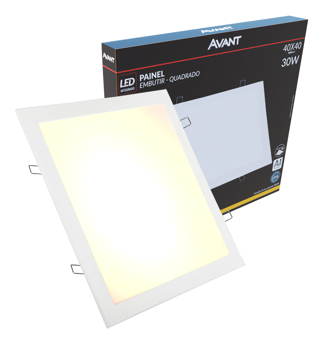 Painel Led Alu Slim 30W 3000k Emb. Quad 110v/220v 40cm Avant