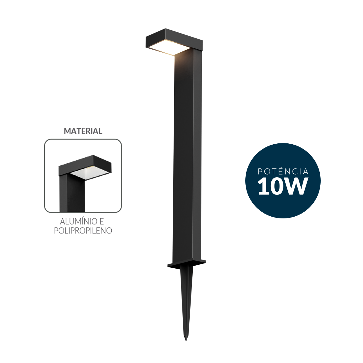 Espeto De Jardim Led Nimus 10w 3000k Branco Quente IP65 Bivolt Preto Avant