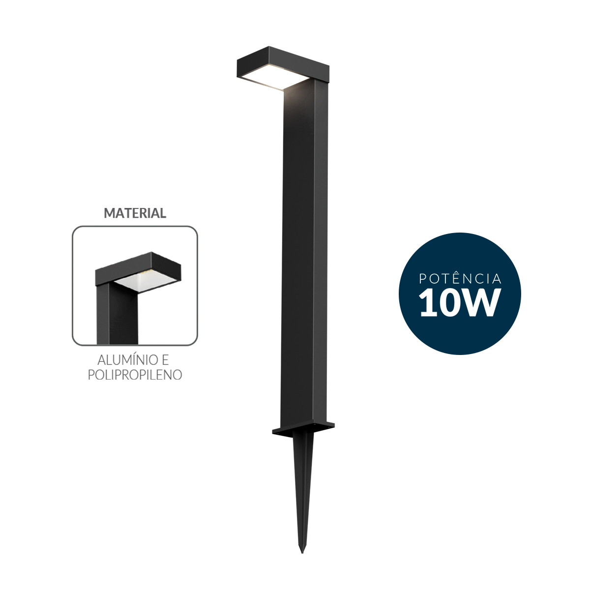 Espeto De Jardim Led Nimus 10w 4000k Branco Neutro IP65 Bivolt Preto Avant